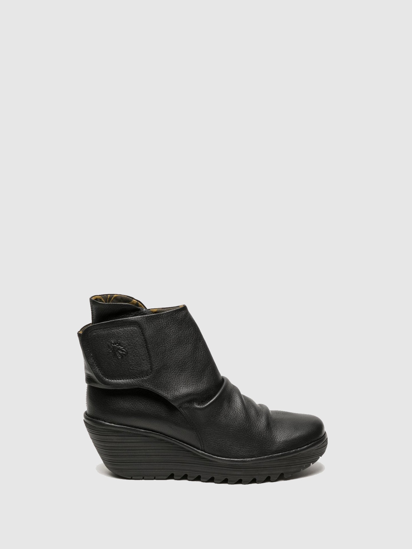 Fly London Coal Black Velcro Ankle Boots
